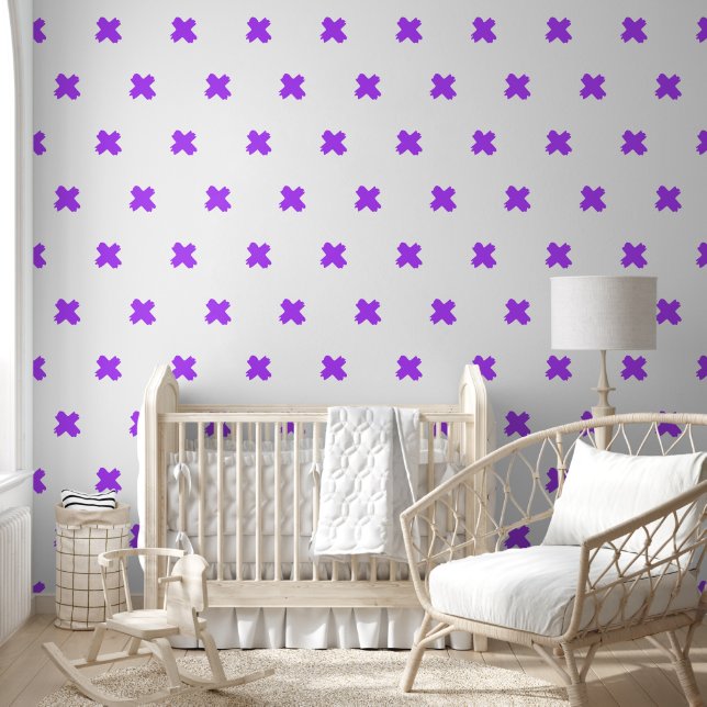 Fresh Purple-White-Cross Pattern Wallpaper (Kids)