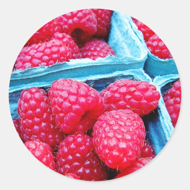 Fresh Raspberries Classic Round Sticker (Front)