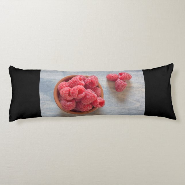 Fresh raspberries in a bowl body cushion (Back)