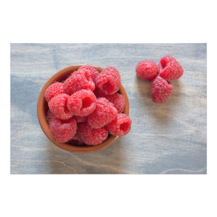 Fresh raspberries in a bowl photo print