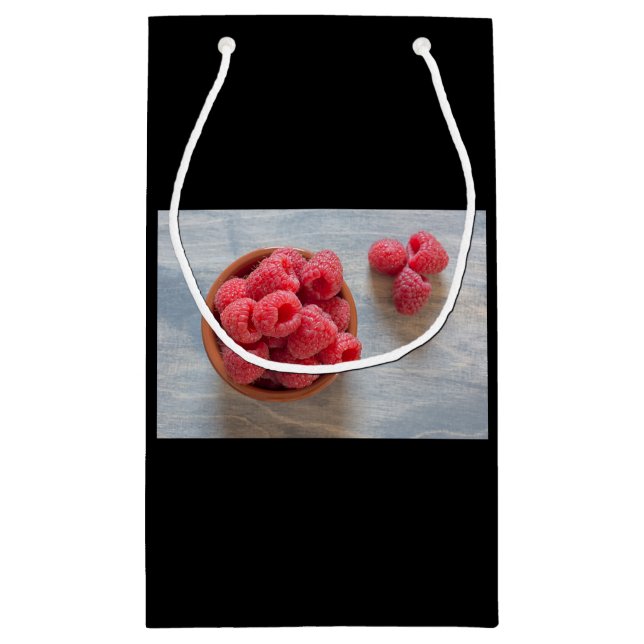 Fresh raspberries in a bowl small gift bag (Back)