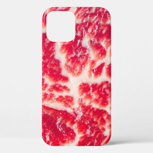 Fresh raw beef steak marbled meat texture close up iPhone 12 case