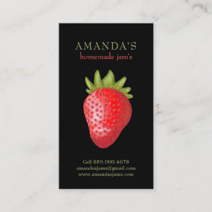 Fresh Realistic Strawberry Black Background Calling Card