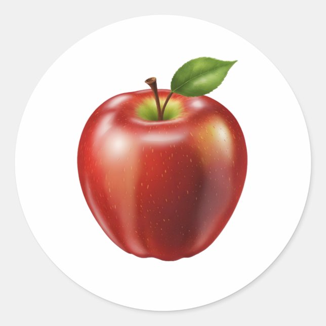 Fresh red apple classic round sticker (Front)
