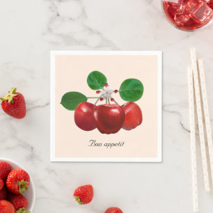 Fresh Red Apples on Light Beige Napkin