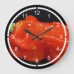 Fresh Red Bell Pepper Large Clock