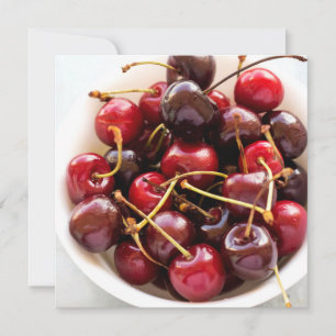Fresh Red Cherries in a Bowl Photograph Announcement