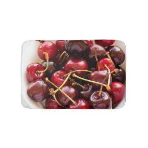 Fresh Red Cherries in a Bowl Photograph Bath Mat
