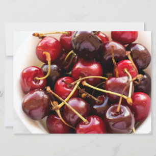 Fresh Red Cherries in a Bowl Photograph Invitation