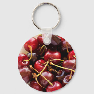 Fresh Red Cherries in a Bowl Photograph Key Ring
