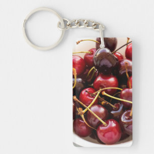 Fresh Red Cherries in a Bowl Photograph Key Ring