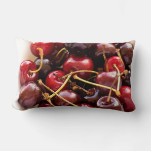 Fresh Red Cherries in a Bowl Photograph Lumbar Cushion