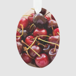 Fresh Red Cherries in a Bowl Photograph Ornament
