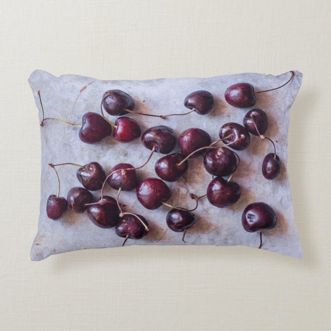 Fresh Red Cherries Photograph Decorative Cushion (Front)