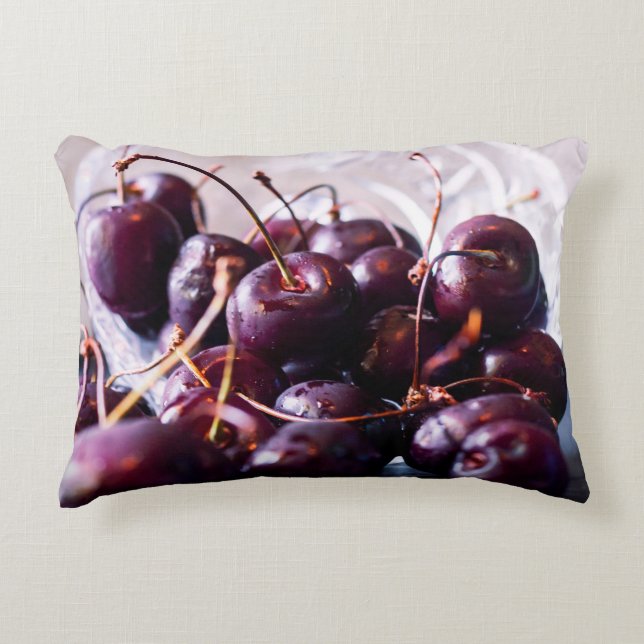 Fresh Red Cherries Photograph Decorative Cushion (Front)