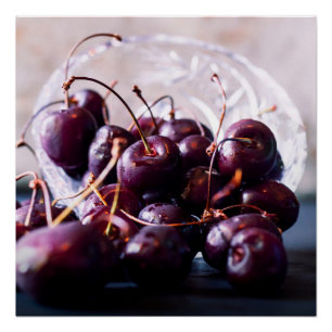 Fresh Red Cherries Photograph Poster