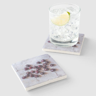 Fresh Red Cherries Photograph Stone Coaster