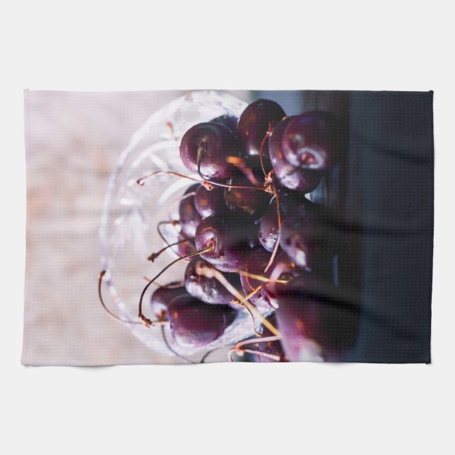 Fresh Red Cherries Photograph Tea Towel (Horizontal)