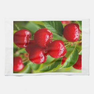 Fresh Red Cherries Sherpa Throw Tea Towel
