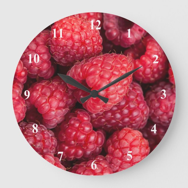 Fresh red raspberries large clock (Front)