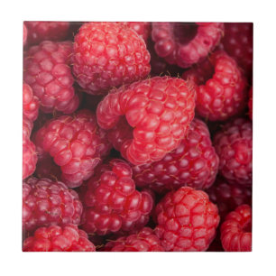 Fresh red raspberries tile