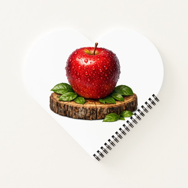Fresh Red Realistic Apple with Water Drops Notebook (Back)