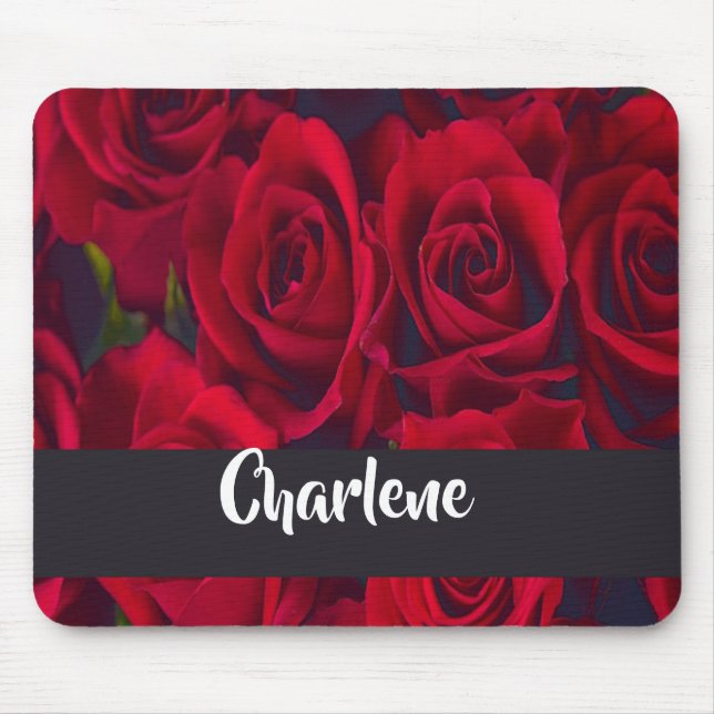 Fresh red roses mouse pad (Front)