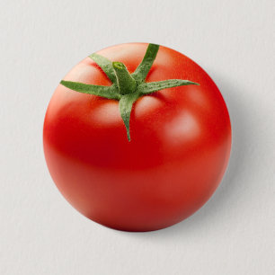 Fresh Red Tomato Isolated On White Background 6 Cm Round Badge