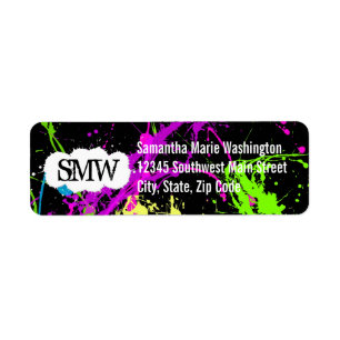 Fresh Retro Neon Paint Splatter on Black