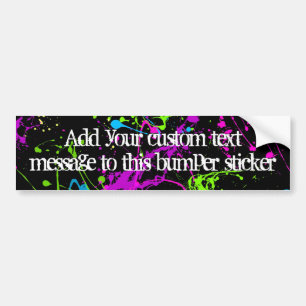 Fresh Retro Neon Paint Splatter on Black Bumper Sticker