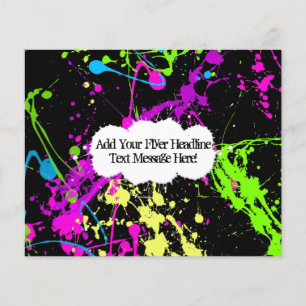 Fresh Retro Neon Paint Splatter on Black Flyer