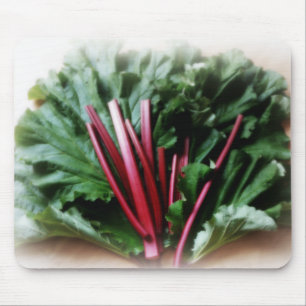 Fresh Rhubarb Stalks and Leaves Mouse Pad