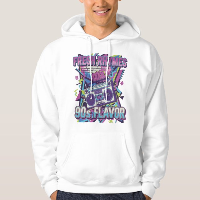 Fresh Rhymes 90s Flavour Retro Hip Hop Design - Bo Hoodie (Front)