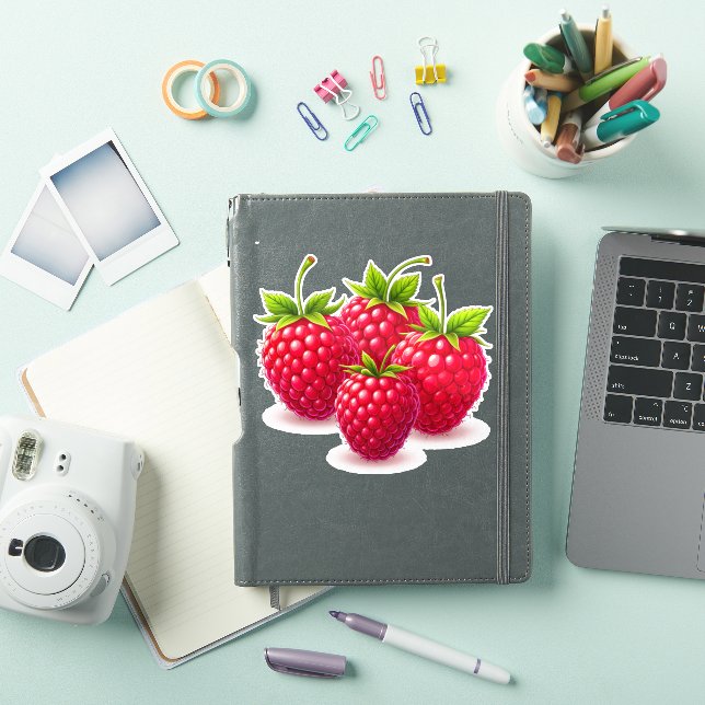 Fresh Ripe Raspberries with Green Leaves (iPad Cover)