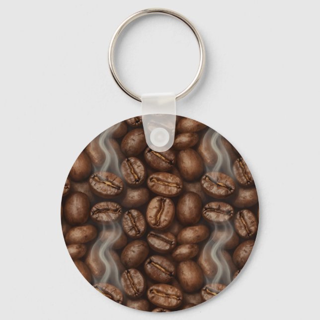 Fresh Roasted Coffee Beans Steam Aroma Key Ring (Front)