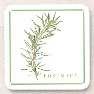 FRESH ROSEMARY Hard Plastic Coasters (+text)