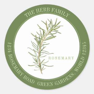 FRESH ROSEMARY Large Round Envelope Seals - Green