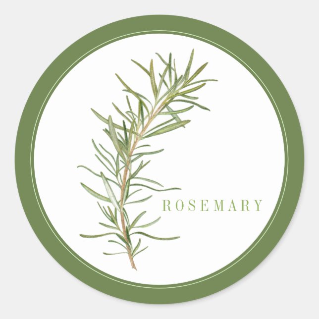 FRESH ROSEMARY Large Round Stickers (+text) Green (Front)