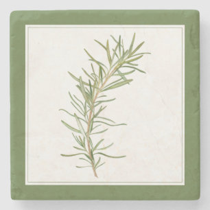 FRESH ROSEMARY Marble Stone Coaster (-text) Green