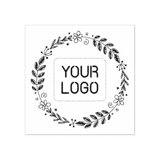 Fresh Round Wreath Custom With Your Company Logo Rubber Stamp