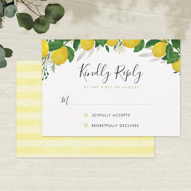Fresh & Rustic Lemon Wedding RSVP Card (Creator Uploaded)