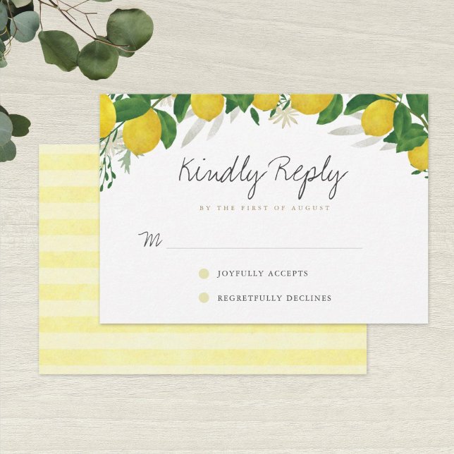 Fresh & Rustic Lemon Wedding RSVP Card (Creator Uploaded)