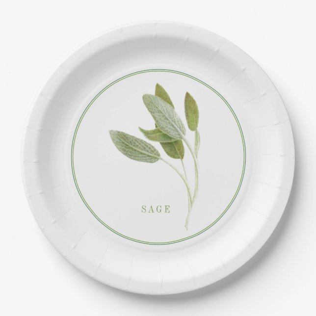 FRESH SAGE 9" Round Paper Plates (Front)