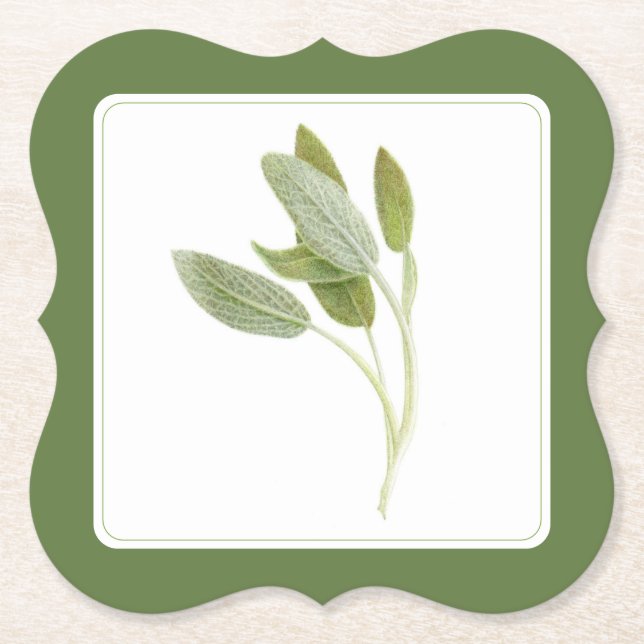 FRESH SAGE Bracket Paper Coasters (-text) Green (Front)