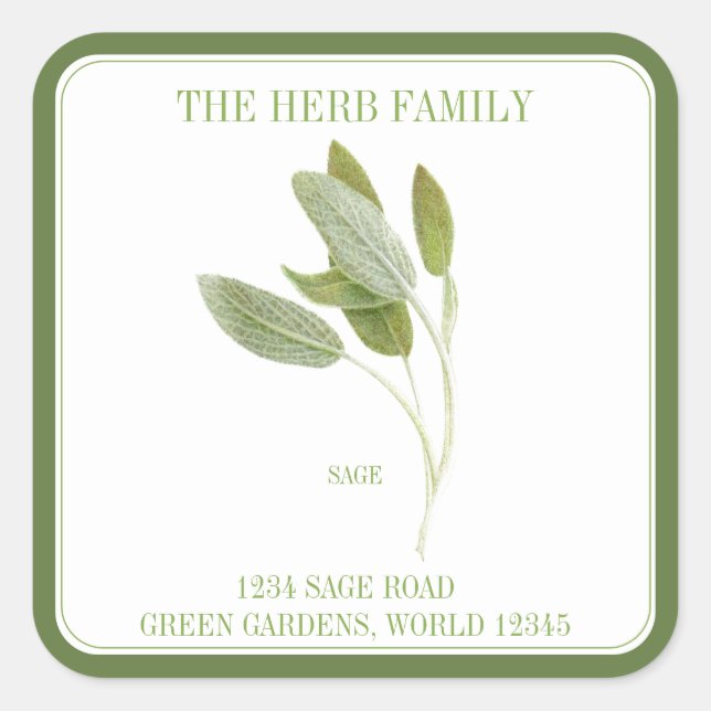 FRESH SAGE Large Square Envelope Seals - Green (Front)