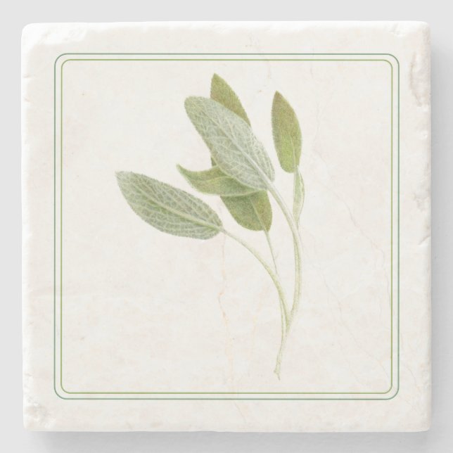 FRESH SAGE Marble Stone Coaster (-text) (Front)