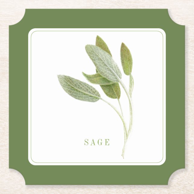 FRESH SAGE Ticket Paper Coasters (+text) - Green (Front)