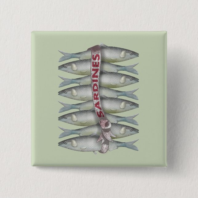 Fresh Sardines 15 Cm Square Badge (Front)