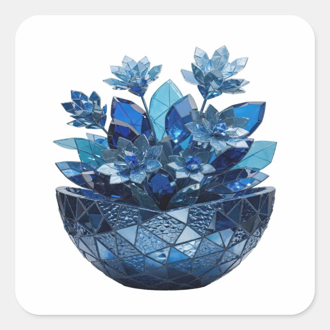 Fresh Silver BLUE GLASS FLOWERS Sticker Design (Front)