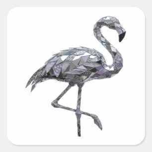 Fresh Silver FLAMINGO Sticker Motif